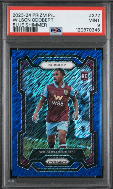 2023-24 Panini Prizm Premier League EPL Shimmer Blue Wilson Odobert 5/8 PSA 9