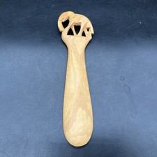 Vintage Hand Carved Wooden Elephant Shoehorn Shoe Horn Unique