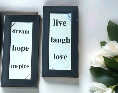 Mirror Black Frame 10'' Dream Hope Inspire * Live Laugh Love Wall Art 2 Piece Set