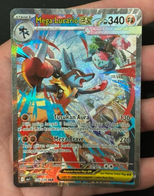 Mega Lucario ex MA1 175/126 SAR Mega Evolution SIR Pokemon Indonesia