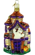 Haunted House Glass Blown Ornament for Christmas Tree, Handcrafted Holiday Decor