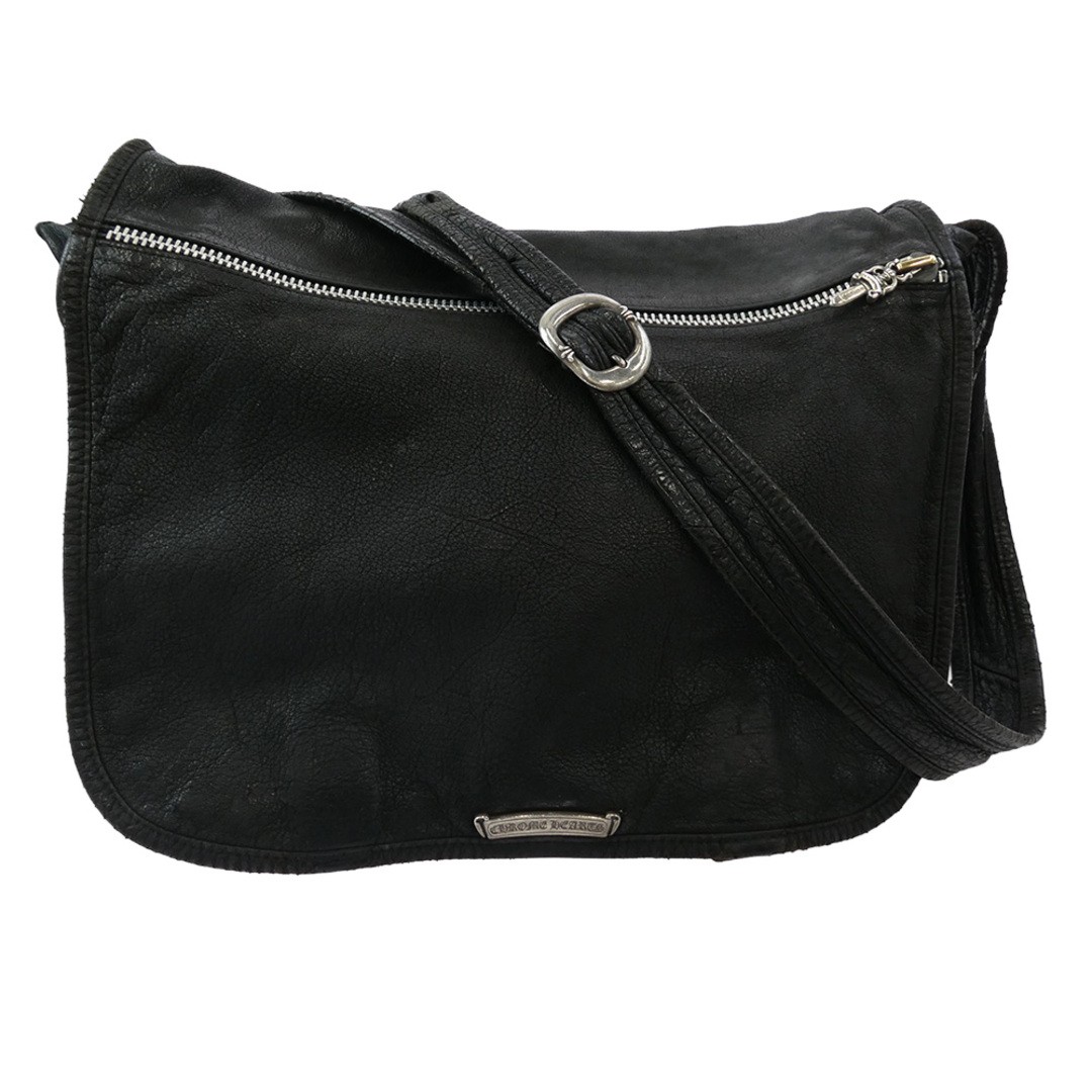 Chrome Hearts Messenger Gunslinger Leather Shoulder Bag Black Used LIFE-0