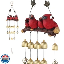 Gardenvy Cardinal Bird Wind Chime, Red Bird Bell Wind Chimes Outd