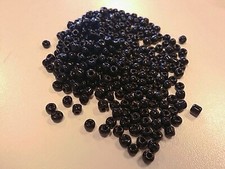 Glass Seed Beads, Black, round - Opaque, Size: about 4mm, hole 1.5mm - 30 grams