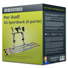 Menabo Logic 3 portabici portellone per Audi A3 Sportback Tipo 8P - 3 bici Nuovo