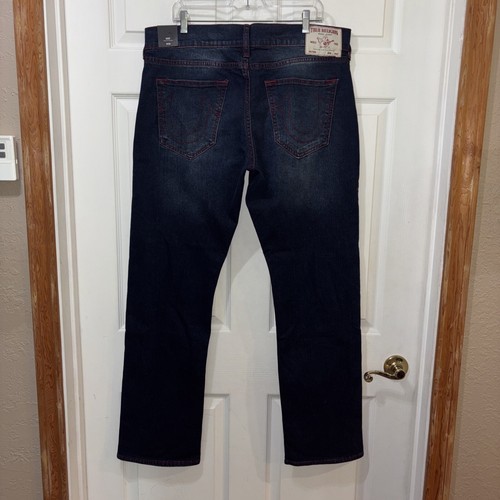 Neu mit Etikett $ 159 True Religion Ricky entspannte gerade Herrenjeans dunkel 36 x 32 34 rote Nähte - Bild 9 von 14