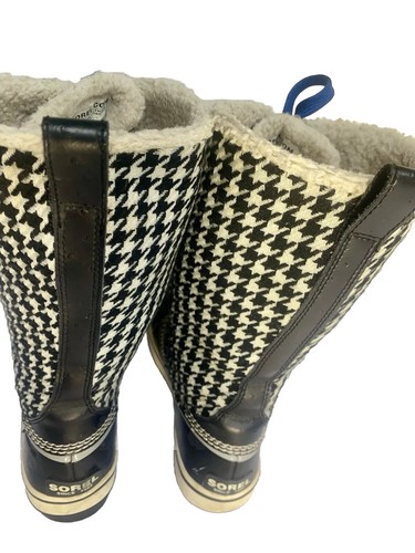 Sorel Tivoli Snow Boots Women’s Tall Checkered Black Shearling Waterproof Size 6 - Picture 6 of 16