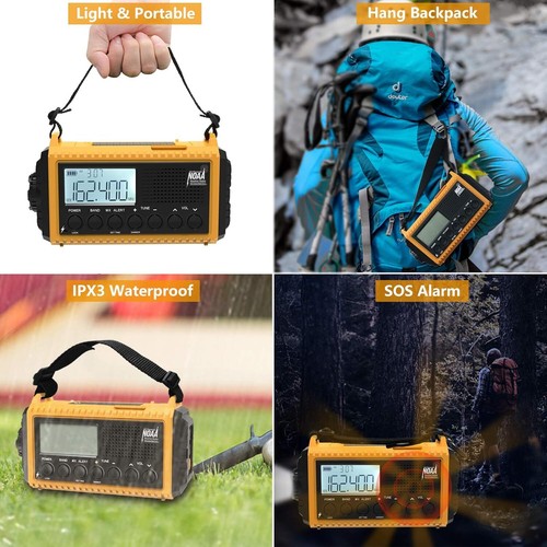 Emergency Radio 5000mAh/18500mWh Weather Radio Solar Hand Crank Radio with AM/FM - Picture 5 of 7
