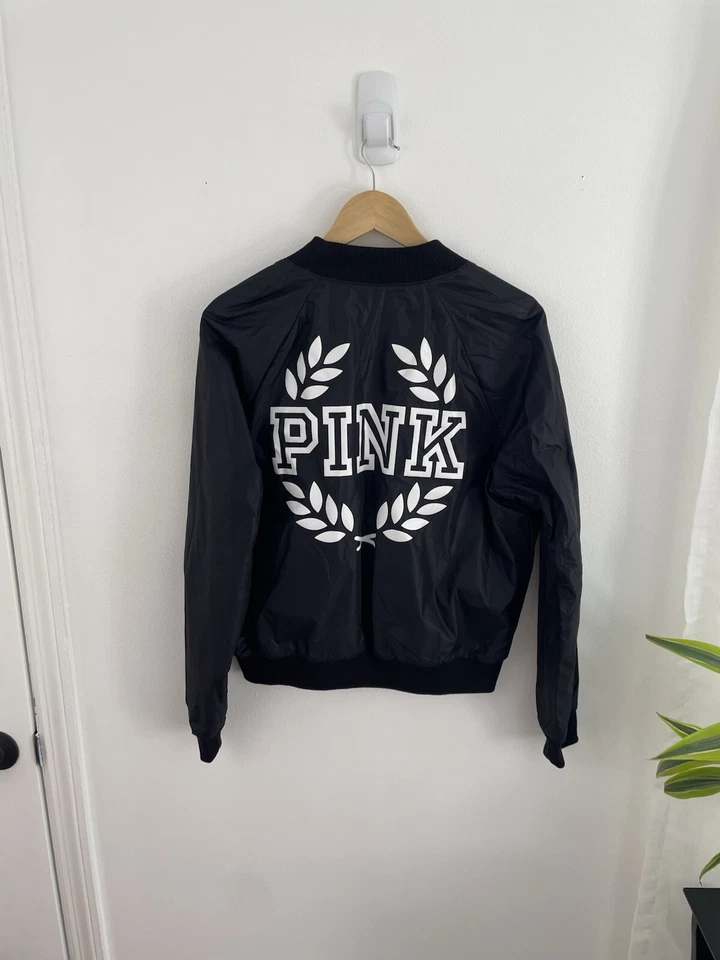 Chaqueta Bomber Victorias Secret ROSA M Negra Manga Larga Cremallera Completa Para Mujer’s Mediana Foto 3 de 4