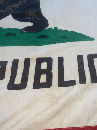 Vintage California Republic Bear Cotton Flag 5X7.5’ USA Made Rare 1950's Ajax - Picture 6 of 24