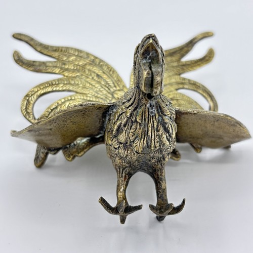 Vintage Heavy Brass Fighting Rooster Cockerel Cockfighting Figurine (5 Inch) - Picture 7 of 12