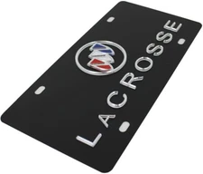 Stealth Black Carbon Steel Vanity License Plate 3D Subdued Buick Lacrosse Logo