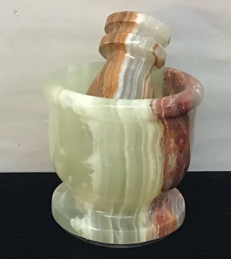 Vintage Alabaster Mortar & Pestle 2 1/2” Tall