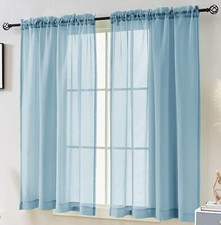 63" Inches Long - 2 Panels Sheer Window Rod Pocket Curtain Set