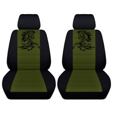 Green Car Seat Covers Fits A 2015 To 2023 Ford Mustang Tribal Horse Seat Covers