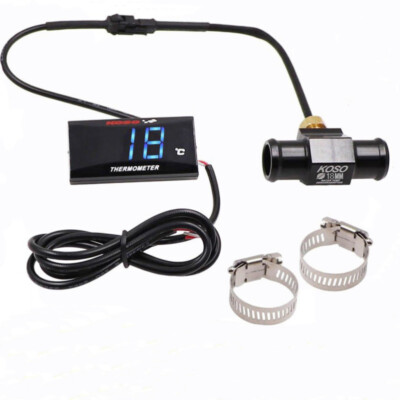 DC 12V Motorrad Thermometer Digital Blau LED Wassertemperaturanzeige Sensor Neu