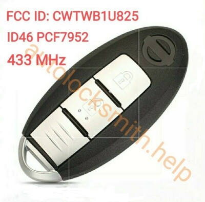 2 Tasten Fernbedienung Schlüssel 434mhz ID46 Chip für CWTWB1U825 Micra Juke Note Leaf Cube