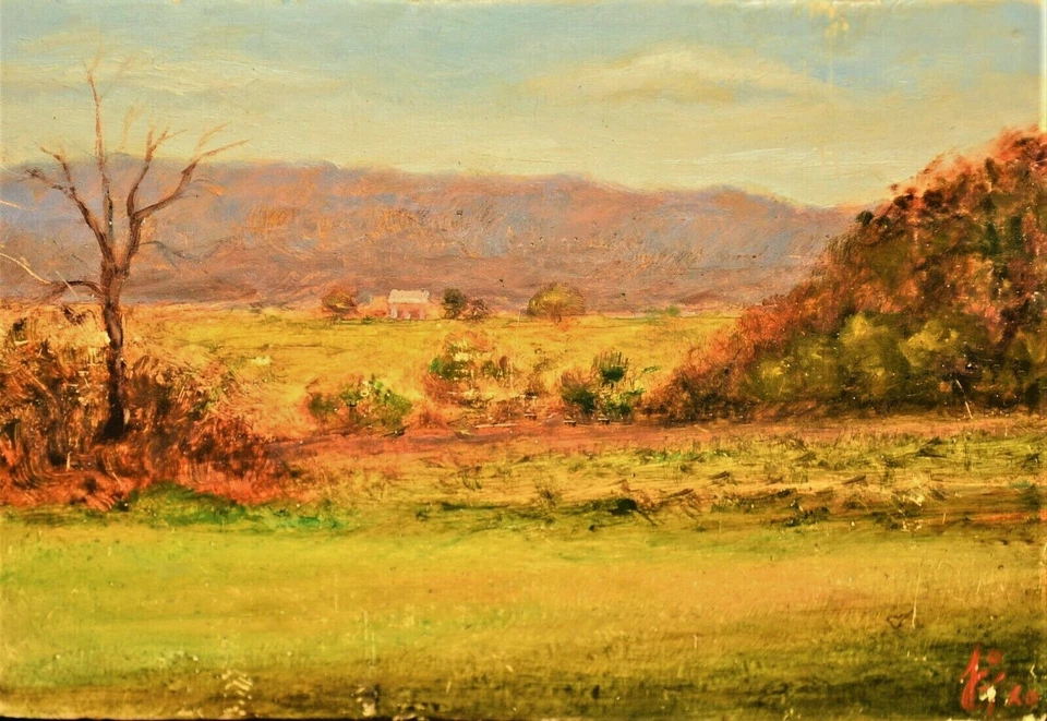 ARTURO GARCIA Original Signed Vintage Farm House Hudson Landscape Oil Painting - Image 2 of 4
