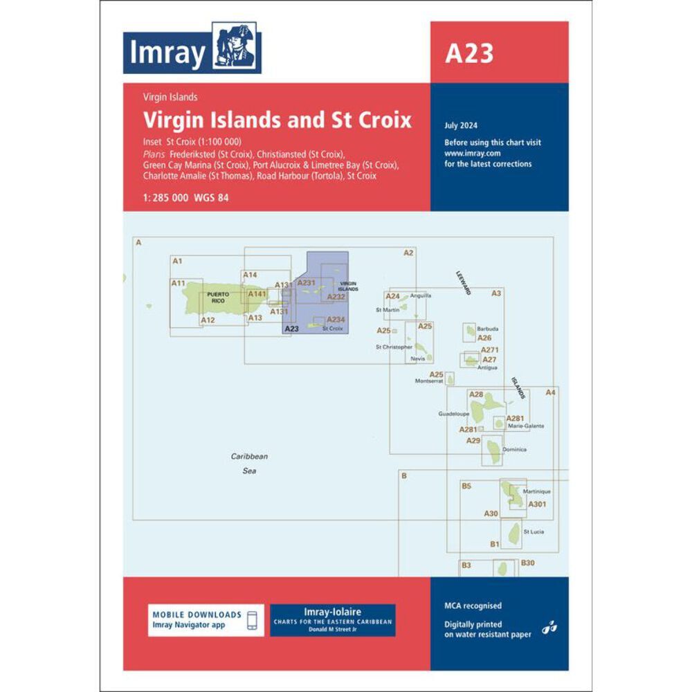 Imray Chart A23: Virgin Islands and St Croix | Latest Edition