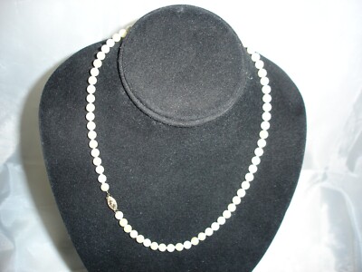 VINTAGE RTI 14K GOLD CLASP CULTURED 6MM PEARL NECKLACE - 18'' LENGTH