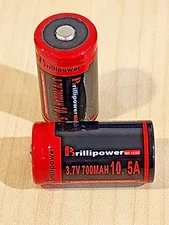 2 x Brillpower 18350 buttontop RECHARGEABLE 10.5A Battery 3.7V flashlight radios
