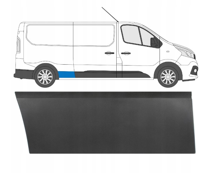 Baguette de côté de porte arrière droite Renault Trafic III en ABS noir mat haute résistance