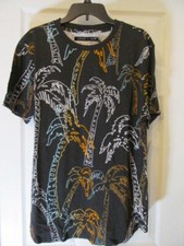 Edgar Ash Printed Palm Tree Shirt, Black, Adult Sizes S or L