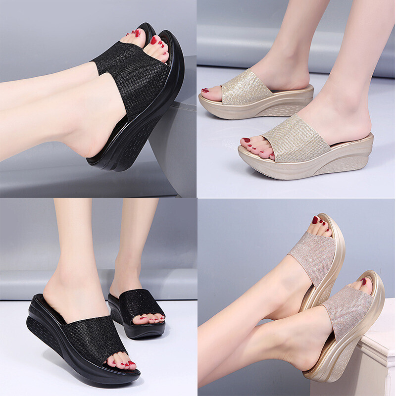 PANTOFOLA D’ORO Sandali donna estivi tempo libero plateau zeppe punta aperta sandali ciabatte mules scarpa