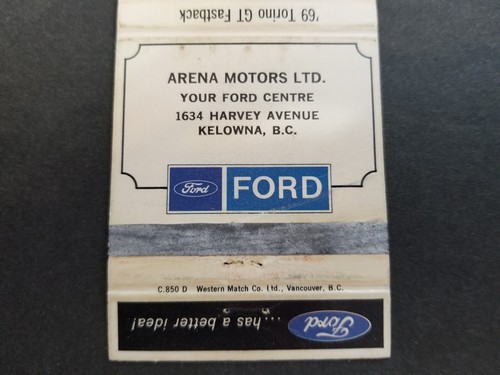 1969 Ford Torino GT Fastback - Dealer Empty Match Book Cover - Kelowna, BC - Picture 4 of 4