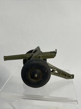Miniature Cast Metal Vintage Lead Toy Soldier CANNON With Spring Green Rubber