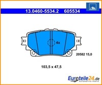 Bremsbelagsatz, Scheibenbremse Ate 13.0460-5534.2 FüR Toyota