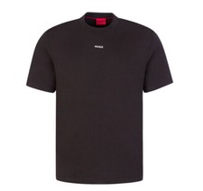 Image of Hugo Mens T-Shirt Dapolino Relaxed Fit Logo Branded Crew Neck Tee in Black
