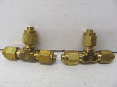 LOT OF 2 TYLOK BRASS UNION TEE FITTINGS 1/4'' X 1/4'' X 1/4'' B-4-3TTT-4 NEW(OTHER)