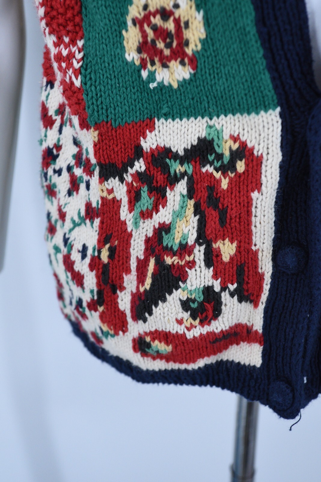 Vintage Eagles Eye Hand Knit Patchwork Short Slee… - image 10