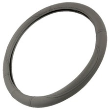 Ergonomic Soft Leather Grip Steering Wheel Cover Gray Universal Fit 14.5-15.5