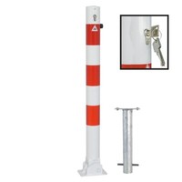 Absperrpfosten Klappbar 76 Mm Weiß Rot Profilzylinderschloss Zum Einbetonieren