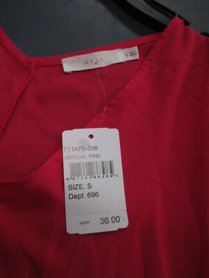 Woman Size S V Neck Red Top LUSH open shoulders Short Sleeves Polyester