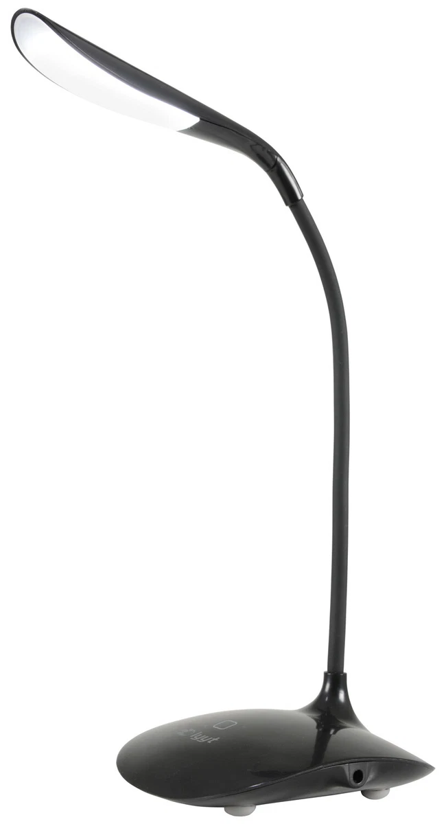 BLACK COMPACT LED USB GOOSENECK DESK LAMP 3 BRIGHTNESS SETTINGS