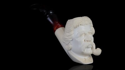 Yunus ege Mark Twain Figure Pipe New Block Meerschaum Handmade W Case#658
