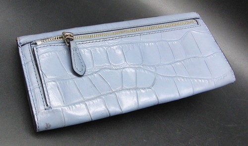 Coach Blue Croc Leather Wallet Purse with 8 Card Holders and Coin Pocket - Picture 7 of 9