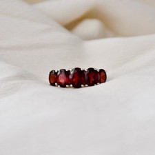 Natural Red Garnet Gemstone Eternity Ring 925 Sterling Silver Ring