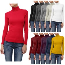 NE PEOPLE Womens Slim Fit Tight Basic Long Sleeve Turtleneck Ribbed Top NEWT88 