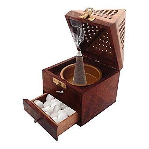 Supporto bastone incenso in legno fatto a mano e supporto Dhoop Batti per aroma, pooja - Foto 7 di 8