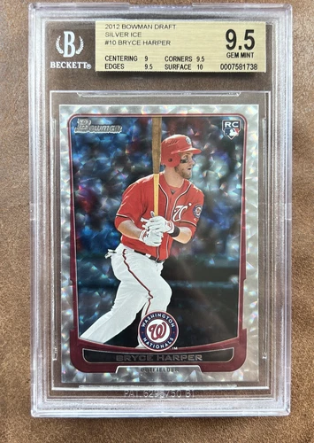 2012 Bowman Draft Bryce Harper Rookie Silver Ice Bgs 9.5 POP 10!