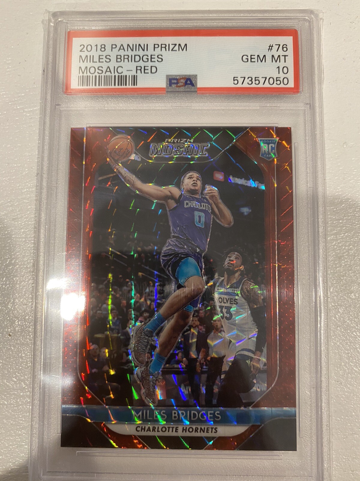 2018-19 Panini Prizm Mosaic Miles Bridges Rookie RC Red Prizm PSA 10 POP 4!