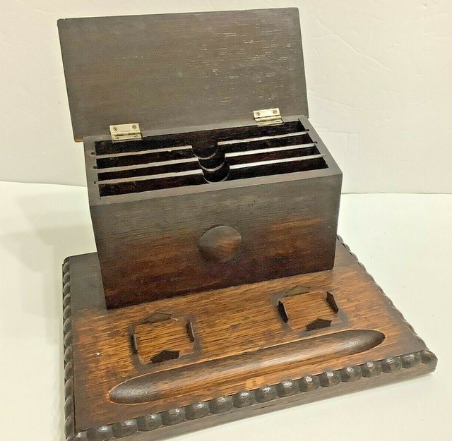 Antique Oak Desktop Organizer 11" w x 6" h x 8 1/2" d eBay