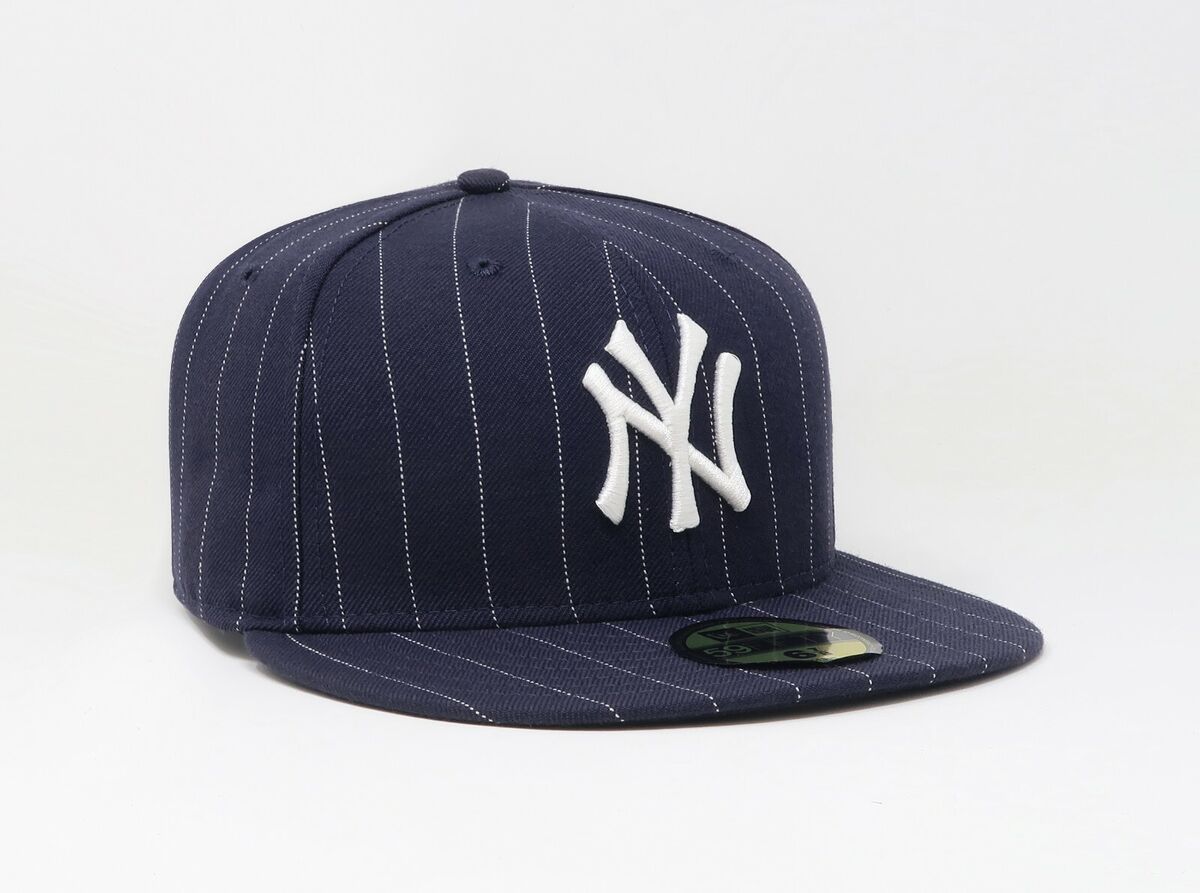 New Era New York Yankees Pin Stripe 59Fifty Men's Fitted Hat White-Blu