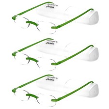 Calabria 715 Flexies Oval Bendable Rimless Reading Glasses 0.50 Celery 3Pack 