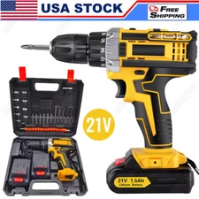 21V Cordless Electric Impact Wrench Drill Gun Ratchet Driver + 2 Battery Charger