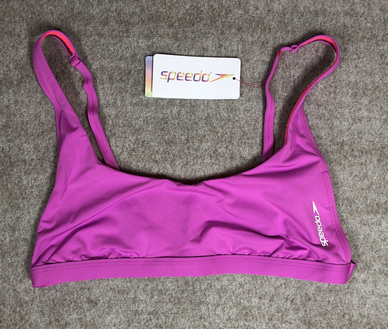 Speedo Scoop Neck Convertible Bikini Top Purple M UK 12 14 Multiwear FLU3NTE